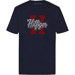 CAMISETA INFANTIL MENINO TOMMY HILFIGER AZUL MARINHO LOGO FRONTAL