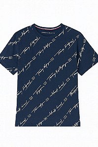 CAMISETA INFANTIL MENINO TOMMY HILFIGER AZUL MARINHO COM LOGOS