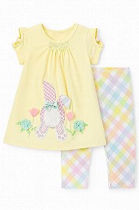 CONJUNTO MENINA BONNIE JEAN 2 PEÇAS BATA AMARELA E LEGGING COELHO