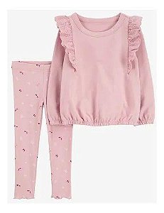 CONJUNTO INFANTIL MENINA CARTERS 2 PEÇAS MOLETINHO RENDA LEGGING BORBOLETA