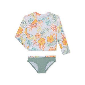 CAMISETA DE PRAIA COM CALCINHA WONDER NATION FLORAL LARANJA - PROTEÇÃO SOLAR