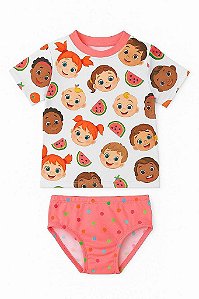 BIQUINI INFANTIL MENINA COCOMELON - PRAIA - PROTEÇÃO SOLAR