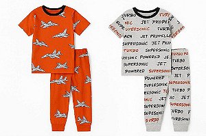 PIJAMA INFANTIL MENINO CARTERS 4 PEÇAS LARANJA FOGUETE