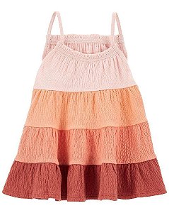 VESTIDO INFANTIL MENINA BABY B'GOSH LARANJA COM MARROM