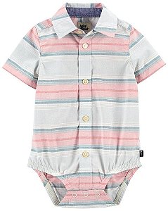 ROMPER INFANTIL MENINO BABY B'GOSH CAMISA LISTRAS COLORIDAS