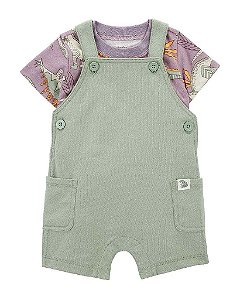 JARDINEIRA INFANTIL MENINO CARTERS VERDE COM CAMISETA DINOSSAUROS