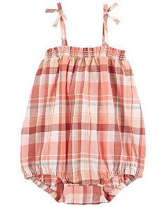 ROMPER INFANTIL MENINA BABY B'GOSH ALÇA XADREZ COM BABADO