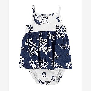 ROMPER VESTIDO INFANTIL MENINA CARTERS AZUL FLORES
