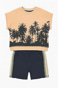 CONJUNTO MENINO WONDER NATION CAMISETA LARANJA COQUEIROS