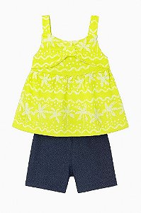 CONJUNTO INFANTIL MENINA CARTERS 2 PEÇAS BATA ALÇA NEON