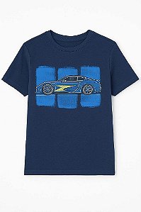 CAMISETA INFANTIL MENINO OSHKOSH MANGA CURTA AZUL MARINHO CARRO