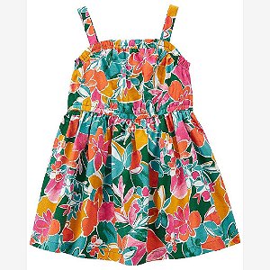 VESTIDO INFANTIL MENINA CARTERS ALÇA FLORAL VERDE
