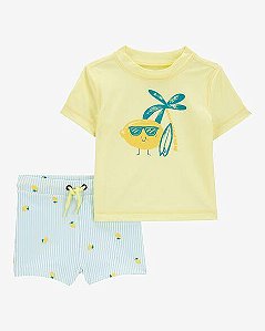 CONJUNTO MENINO CARTERS 2 PEÇAS PRAIA - AMARELO LIMÃO