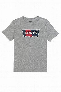 CAMISETA INFANTIL MENINO LEVIS MANGA CURTA CINZA COM LOGO