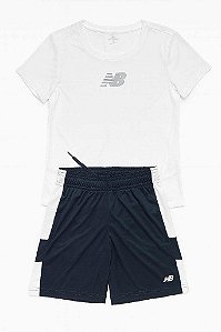CONJUNTO MENINO 2 PEÇAS NEW BALANCE CAMISETA BRANCA E BERMUDA
