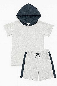 CONJUNTO MENINO CARTERS 2 PEÇAS MOLETINHO CINZA E CHUMBO COM GORRO