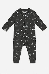 MACACÃO MENINA PUMA PRETO LOGOS COLORIDAS