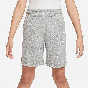 BERMUDA CINZA ALGODÃO NIKE MENINO COM BORDADO BRANCO