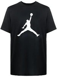 CAMISETA MANGA CURTA MENINO AIR JORDAN PRETA LOGO BRANCA
