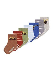KIT COM 7 PARES DE MEIA GAP MENINO CAMINHÃO
