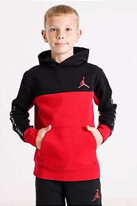 BLUSA MOLETOM INFANTIL MENINO AIR JORDAN VERMELHA COM PRETO