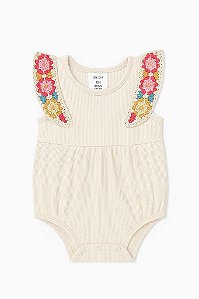 BODY INFANTIL MENINA OKIE DOKIE BEGE COM ALÇA RENDA
