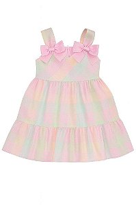 VESTIDO MENINA BONNIE JEAN XADREZ ROSA COM LAÇO
