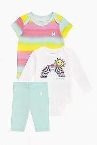 CONJUNTO INFANTIL MENINA 3 PÇS HURLEY BODY ARCO-ÍRIS