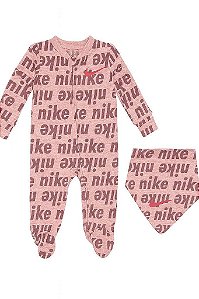 MACACÃO INFANTIL MENINA NIKE ROSÊ/BORDÔ COM BANDANA
