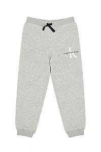 CALÇA INFANTIL MENINO CALVIN KLEIN CINZA MOLETOM FORRO FLEECE