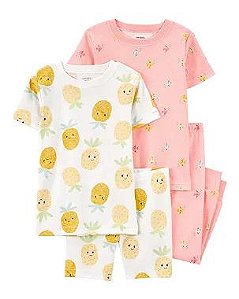 PIJAMA INFANTIL MENINA CARTER?S 4 PEÇAS ABACAXI E PEIXES IMPORTADO