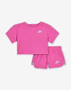 CONJUNTO INFANTIL MENINA NIKE 2 PEÇAS PINK SHORTS ATOALHADO
