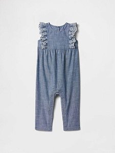 MACACÃO INFANTIL MENINA GAP JEANS FAKE RENDA MANGA REGATA IMPORTADO