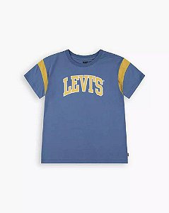 CAMISETA INFANTIL MENINO LEVI?S AZUL MANGA CURTA ESTAMPA AMARELA