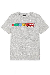 CAMISETA INFANTIL LEVI'S CINZA BASICA LOGO COLORIDA IMPORTADA