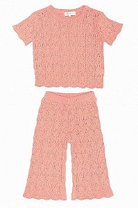 CONJUNTO INFANTIL MENINA JESSICA SIMPSON 2 PEÇAS TRICOT SALMÃO