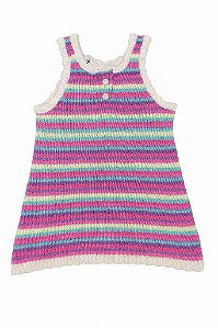 VESTIDO INFANTIL JESSICA SIMPSON CROCHÊ LISTRADO IMPORTADO