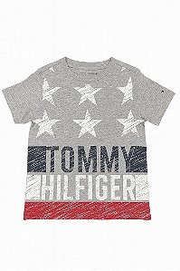 CAMISETA INFANTIL MENINO TOMMY HILFIGER CINZA ESTAMPA ESTRELAS