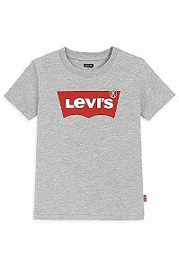CAMISETA INFANTIL LEVI'S CINZA BÁSICA COM LOGO VERMELHA IMPORTADA