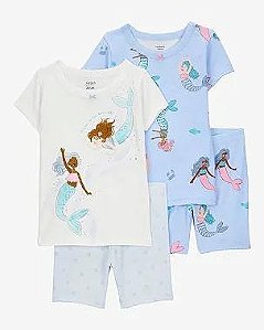 PIJAMA INFANTIL MENINA CARTER?S 4 PEÇAS AZUL SEREIA IMPORTADO