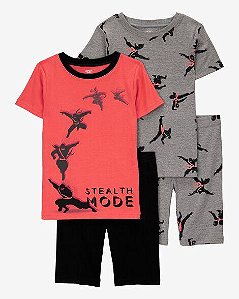 PIJAMA INFANTIL MENINO CARTER?S 4 PEÇAS NINJA LARANJA E PRETO