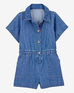 MACAQUINHO INFANTIL MENINA OSHKOSH JEANS FAKE COM BOLSO