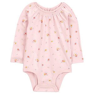 BODY INFANTIL MENINA OSHKOSH B?GOSH ROSA FLORES MANGA LONGA