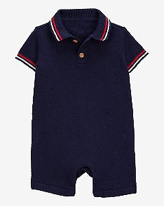 ROMPER POLO INFANTIL BABY B?GOSH TRICÔ AZUL MARINHO