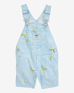 JARDINEIRA JEANS INFANTIL MENINA OSHKOSH AZUL FLORAL