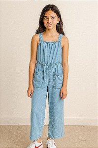 MACACÃO JEANS INFANTIL MENINA OSHKOSH COM BOLSO