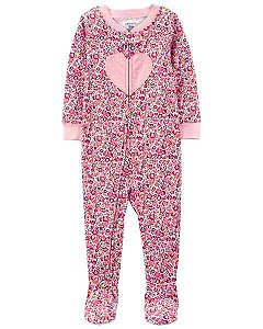 MACACÃO CARTER?S BEBÊ ALGODÃO FLORAL ROSA COM ESTAMPA DE CORAÇÃO