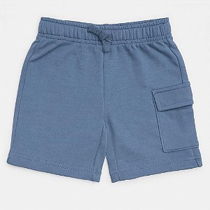 BERMUDA INFANTIL MENINO PEKKLE AZUL ALGODÃO COM BOLSO
