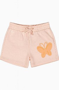 SHORTS INFANTIL MENINA PEKKLE ROSA COM BORBOLETA ALGODÃO
