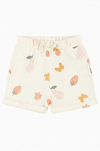 SHORTS INFANTIL MENINA PEKKLE BEGE COM ESTAMPA DE FRUTAS